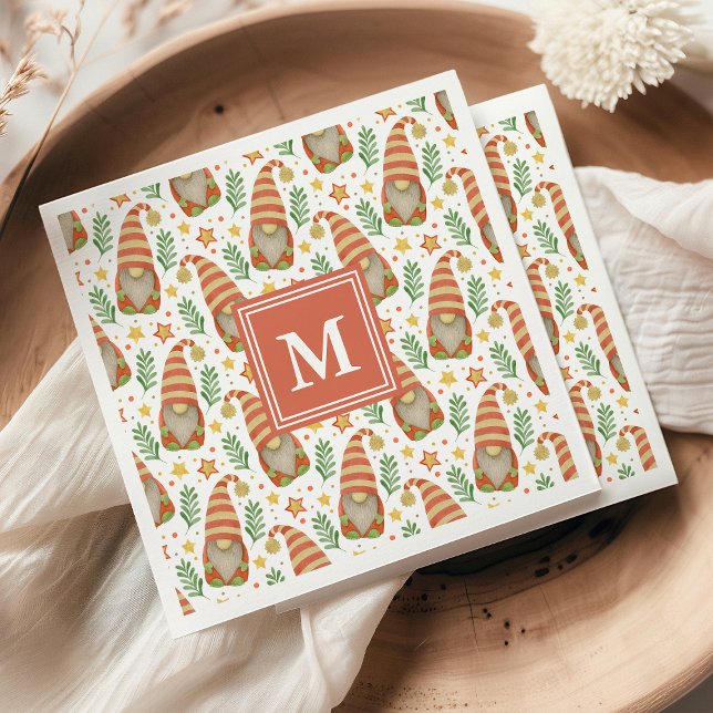 Servilleta De Papel Navidades de Monograma Escandinavo de Acuarela (Subido por el creador)