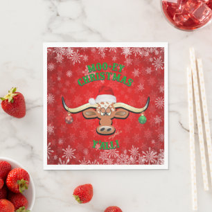 Servilleta De Papel "Navidades de MOO-ey, Longhorn Steer