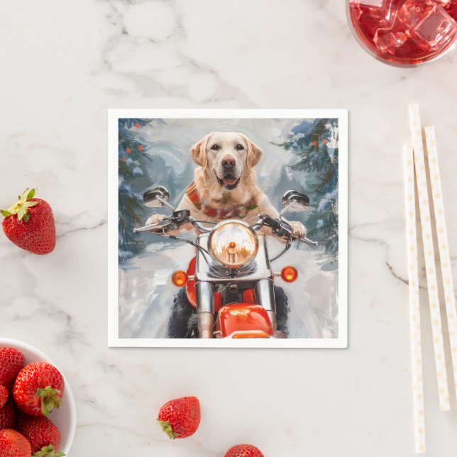 Servilleta De Papel Navidades de motociclismo de perros de Labrador (In situ)