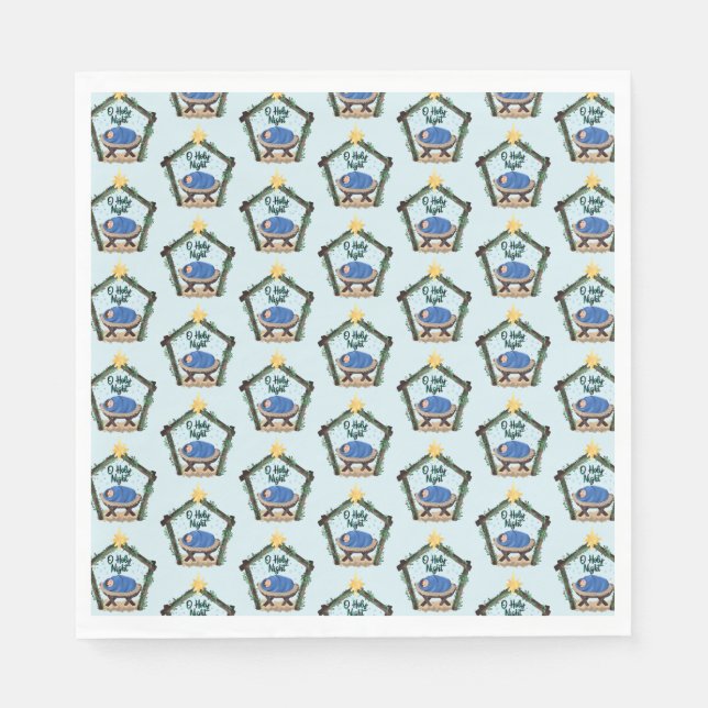 Servilleta De Papel Navidades de Natividad de Acuarela (Anverso)