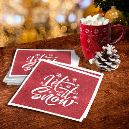 Servilleta De Papel Navidades de Nieve Let It Typography Red/White ID9