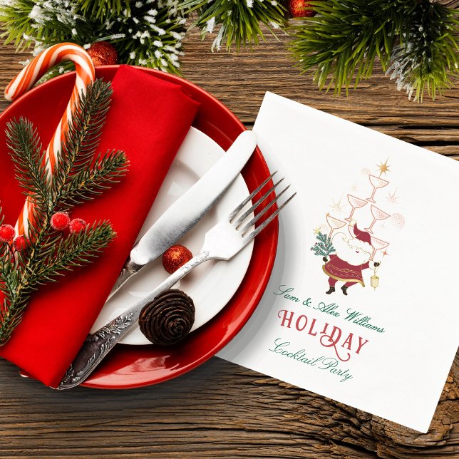 Servilleta De Papel Navidades de oficina de Tini Bit Merry Martini San (Tini Bit Merry Martini Office Christmas Secret Santa White Elephant Holiday Party Cocktail Napkins)