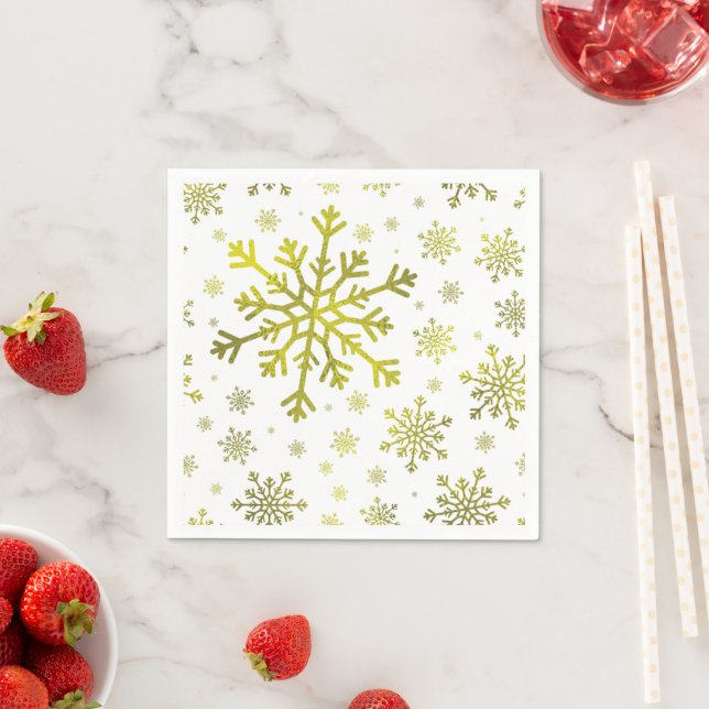 Servilleta De Papel Navidades de oro bonitos con copas de nieve en bla (In situ)