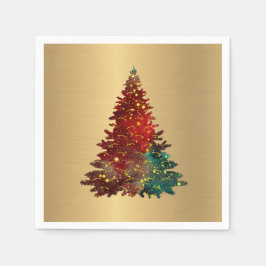 Servilleta De Papel Navidades de oro del árbol de color verde rojo de 