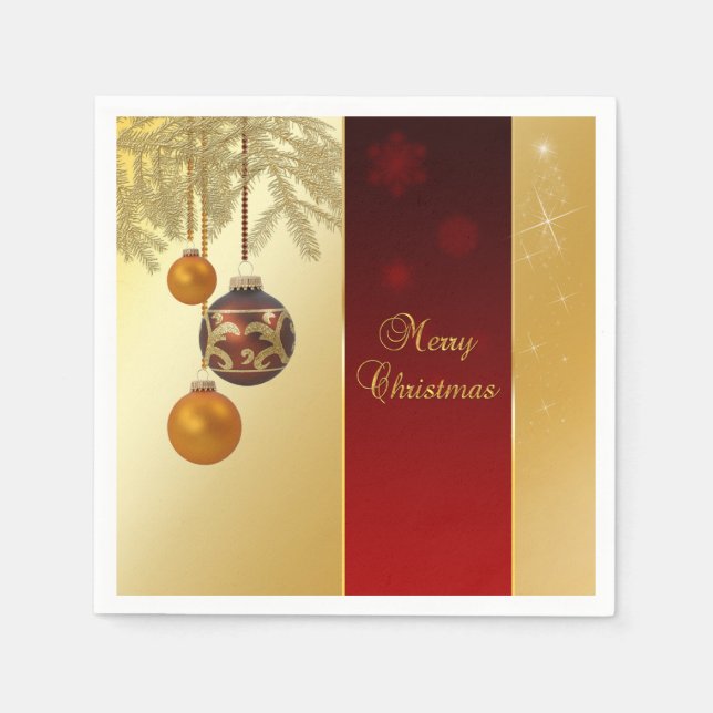 Servilleta De Papel Navidades de oro elegantes (Anverso)