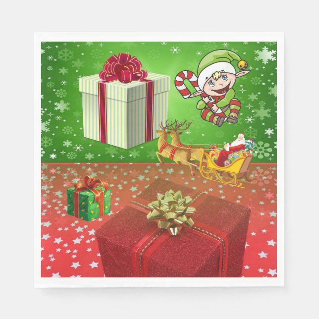 Servilleta De Papel Navidades de papel servilletas, elf (Anverso)