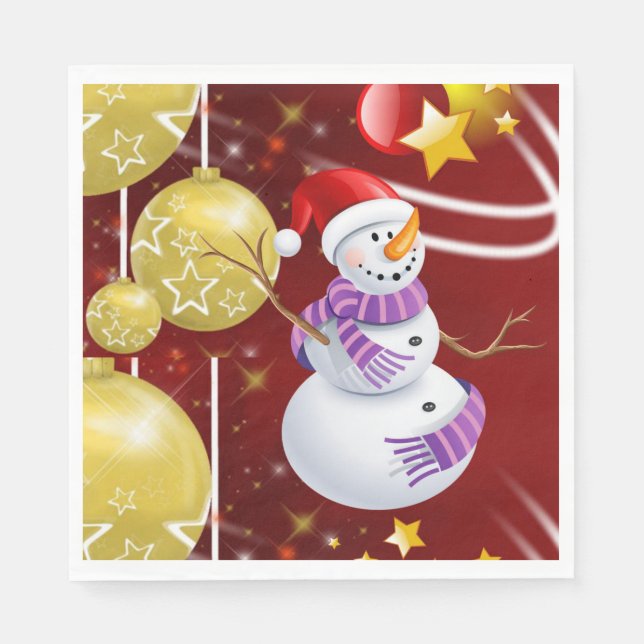 Servilleta De Papel Navidades de papel servilletas, hombre de nieve (Anverso)
