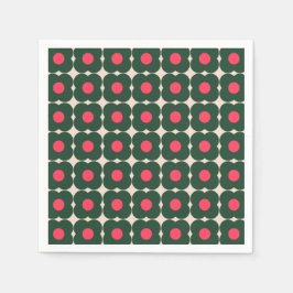 Servilleta De Papel Navidades de patrón de flor pop retro lindo rosa v