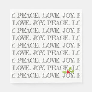 Servilleta De Papel Navidades de Peace Love Joy Holly Festidays