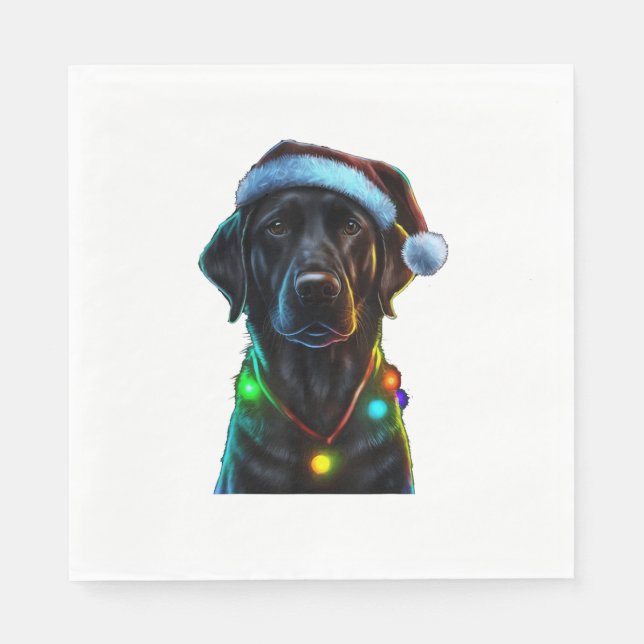 Servilleta De Papel Navidades de perro de Black Funny árbol de luces S (Anverso)