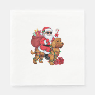 Servilleta De Papel Navidades de perro de Cockapoo iluminando Santa Ri
