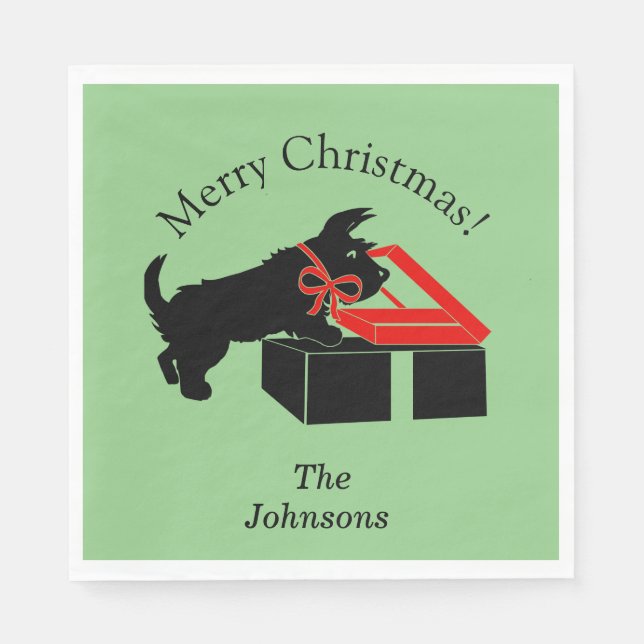 Servilleta De Papel Navidades de perro de Escocia Fiesta de papel Bebe (Anverso)