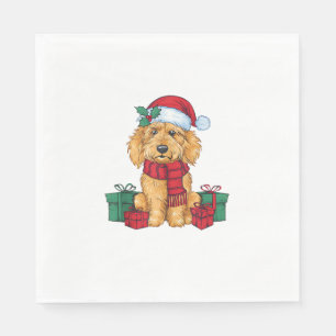 Servilleta De Papel Navidades de perro de goldendoodle celebran Santa
