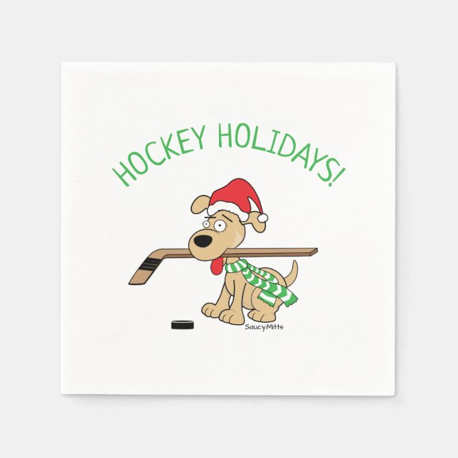Servilleta De Papel Navidades de perro de hockey (Anverso)