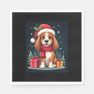 Servilleta De Papel Navidades de perro de Hound Basset Traje a Santa H