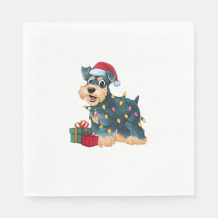 Servilleta De Papel Navidades de perro de Santa Giant Schnauzer ilumin