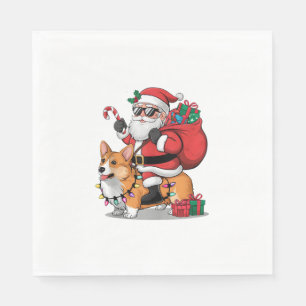 Servilleta De Papel Navidades de perro de Santa Riding Corgi