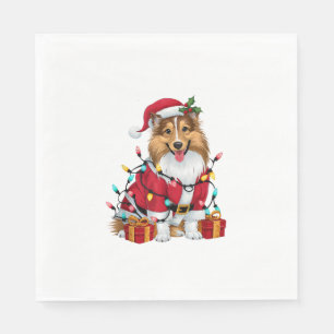 Servilleta De Papel Navidades de perro de Santa Sheltie de alumbrado n