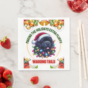 Servilleta De Papel Navidades de perro de Terranova Gorra de Navidad