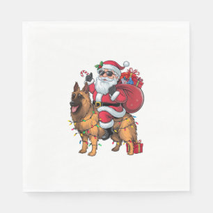 Servilleta De Papel Navidades de perro pastor alemán en Santa Riding