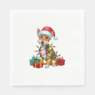 Servilleta De Papel Navidades de Perro Terrier de Santa Hat Fox