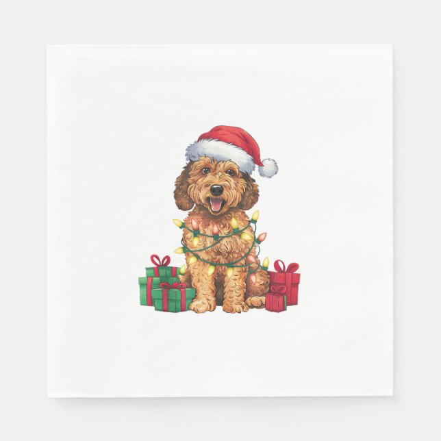 Servilleta De Papel Navidades de perros de Santa Hat Labradoodle (Anverso)