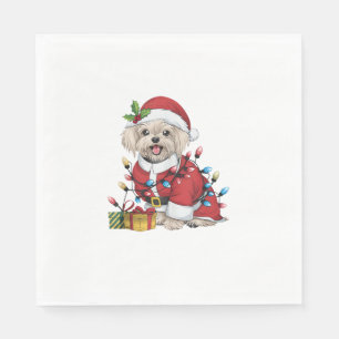 Servilleta De Papel Navidades de perros de Santa Maltesa iluminados po