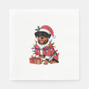 Servilleta De Papel Navidades de perros de Santa Rottweiler iluminados
