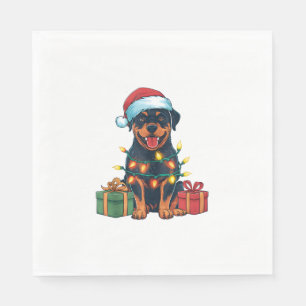 Servilleta De Papel Navidades de perros rottweiler de Santa Hat Ilumin