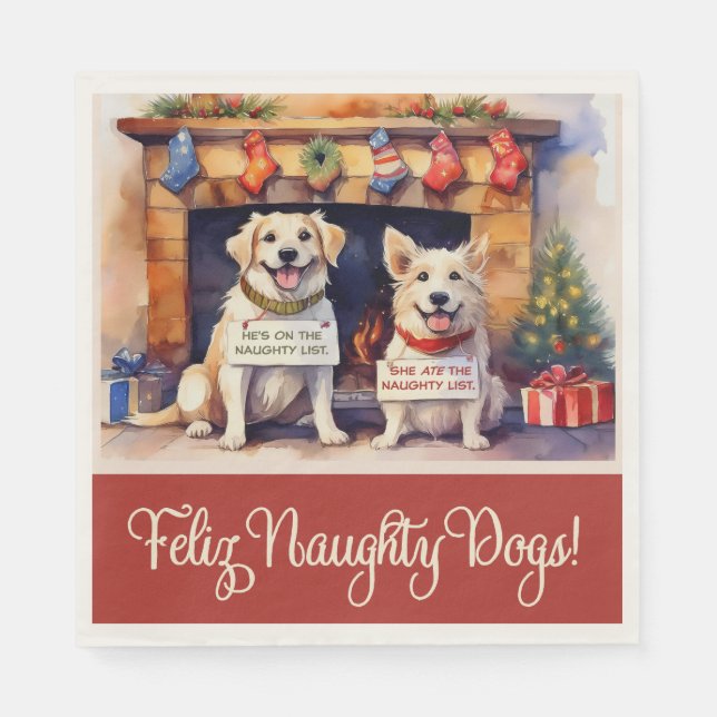 Servilleta De Papel Navidades de perros traviesos (Anverso)