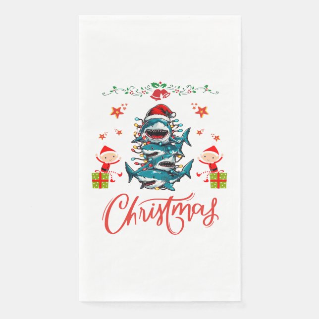 Servilleta De Papel Navidades de pieles de tiburón Gorra Navidad (Anverso)