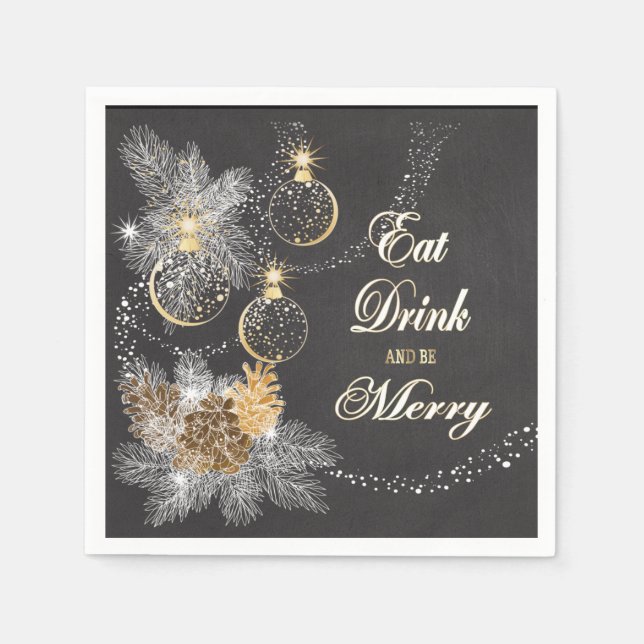 Servilleta De Papel Navidades de Pinecone Ornaments Chalkboard (Anverso)
