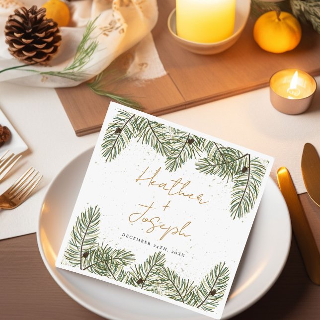 Servilleta De Papel Navidades de Pino y Oro Boda festivo (Subido por el creador)
