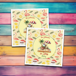 Servilleta De Papel Navidades de playa tropical y Santa en julio Fies