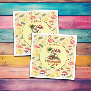 Servilleta De Papel Navidades de playa tropical y Santa  en julio Fies