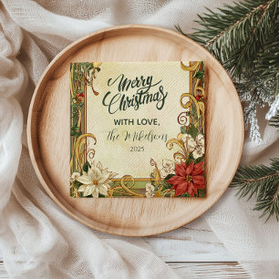 Servilleta De Papel Navidades de Poinsettia de Vintage