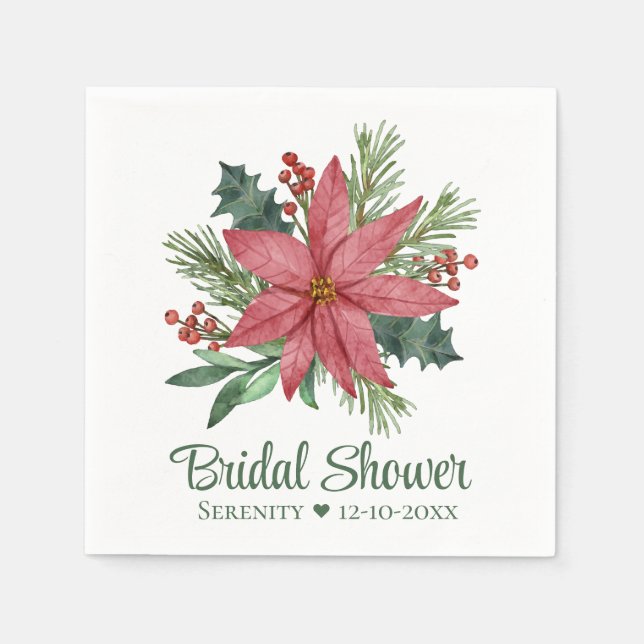 Servilleta De Papel Navidades de Poinsettia, ducha de novias con flore (Anverso)