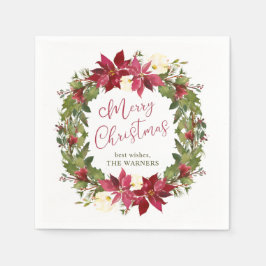Servilleta De Papel Navidades de Poinsettia Wreath personalizados