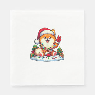 Servilleta De Papel Navidades de Pomerania, mano de paz divertida, ilu