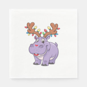 Servilleta De Papel Navidades de renos Moo Deng Xmas Cute Zoo Safari S