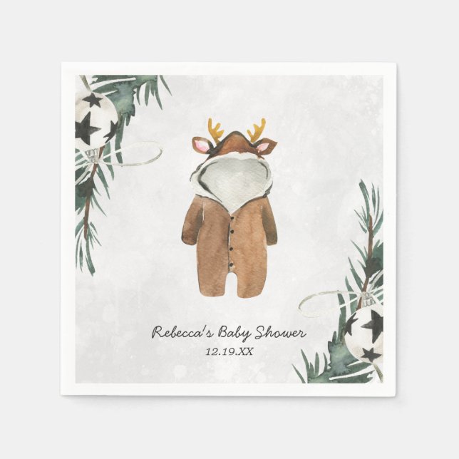 Servilleta De Papel Navidades de renos pequeños Baby Shower personaliz (Anverso)
