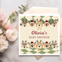 Navidades de renos Santa Bebé Baby Shower Napkins