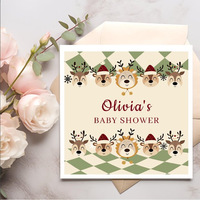 Servilleta De Papel Navidades de renos Santa Bebé Baby Shower Napkins (Subido por el creador)