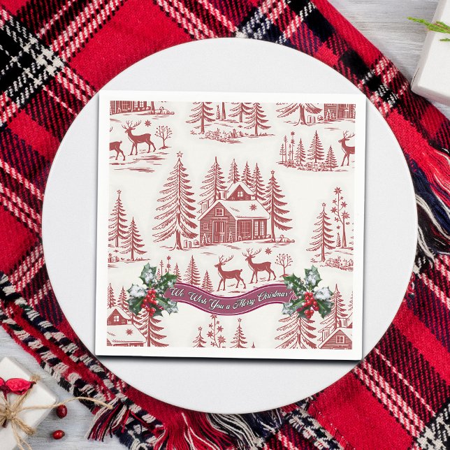 Servilleta De Papel Navidades de renos y casas de Ilustracion de época (Subido por el creador)