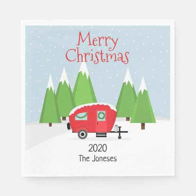 Servilleta De Papel Navidades de Retro Camper (Anverso)