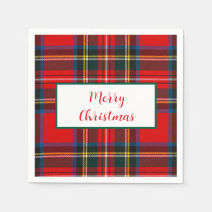 Servilleta De Papel Navidades de Royal Stewart MERRY XMAS Plaid Wreath