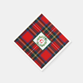 Servilleta De Papel Navidades de Royal Stewart MONOGRAM Plaid Wreath