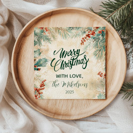 Servilleta De Papel Navidades de Rustic Holly y Pine