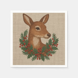 Servilleta De Papel Navidades de Rústico bordado de ciervos y feriados