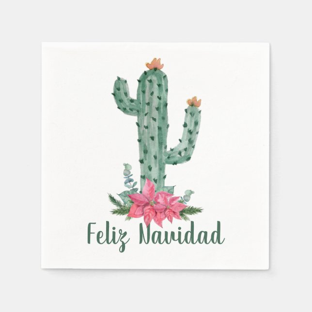 Servilleta De Papel Navidades de Saguaro Cactus Feliz Navidad (Anverso)